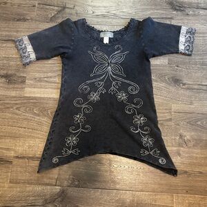 Inca Cottons - Embroidered Black Tunic Top